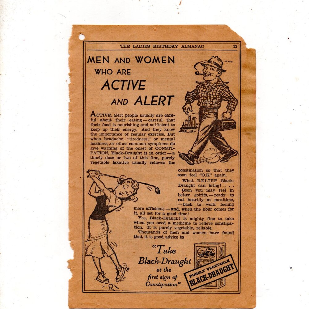 Vintage 1940s Magazine Display Ad For Black-Draught